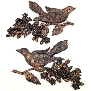 DART Ind. Mid Century Birds on Dogwood Wall Plaques Set Vintage USA Coppercraft